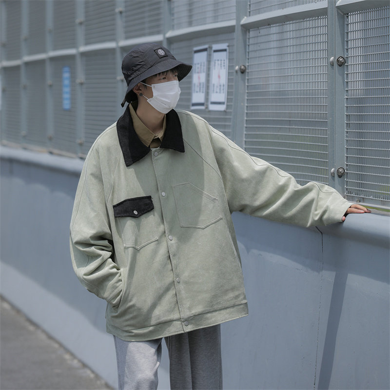 秋装鹿皮绒夹克休闲工装外套男JK86P85,男装夹克,电商C323
