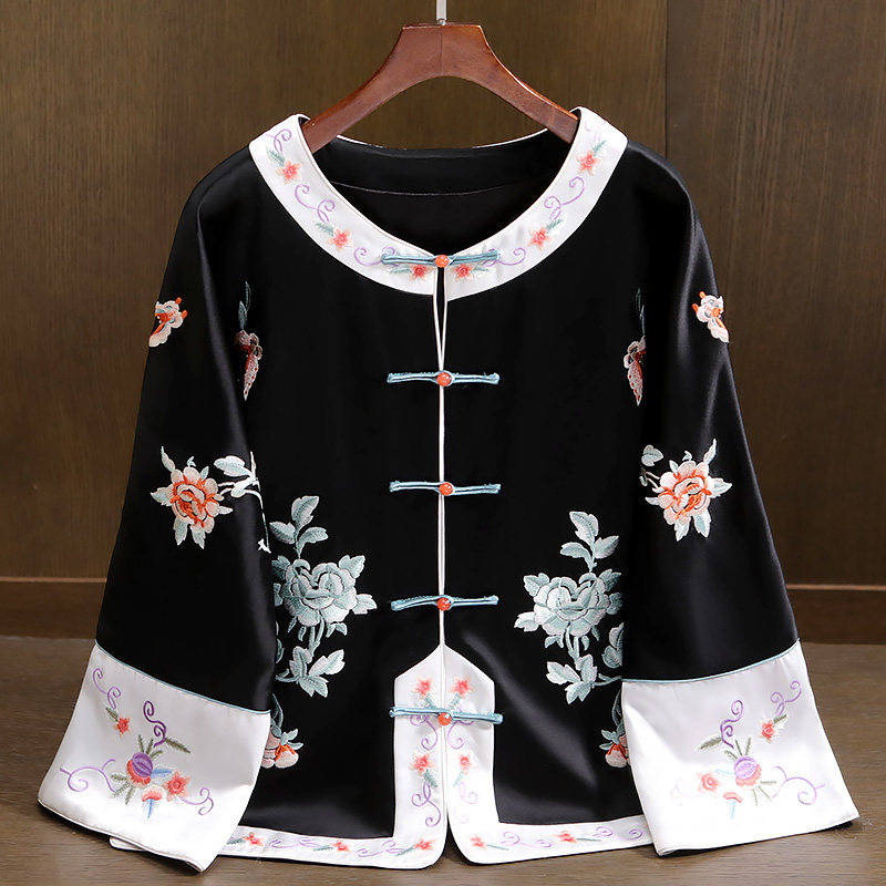 新中式上衣唐装汉服缎面国风外套