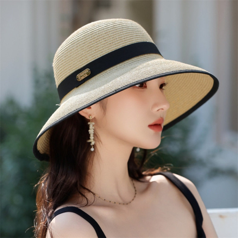 太阳帽子女夏季新款大帽檐草帽出游海边防晒沙滩帽百搭草编遮阳帽