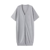 大码 女中长款 显瘦V领针织开衫 日系外单 女装 24135