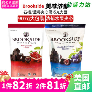 907g 蓝莓石榴果酱夹心黑巧克力豆零食 美国直邮 Brookside贝客诗