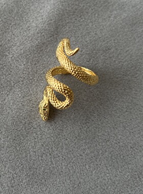 25年蛇年戒指本命年新款夸张个性欧美风缠绕可调节蛇形戒指食指戒
