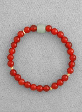 sj家胭昭红玛瑙手链新中式简约温柔气质优雅感东陵玉串珠手链