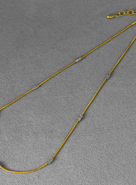 24年新款圆筒刻花项链 冬季轻奢简约个性极细高级感蛇骨链锁骨链