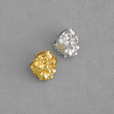 mons*家繁花开口戒指 小众设计轻奢感可调节镂空花卉指环戒指