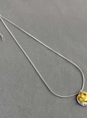 25年新款日系圆片项链小众简约设计冷淡高级感温金温银肌理锁骨链