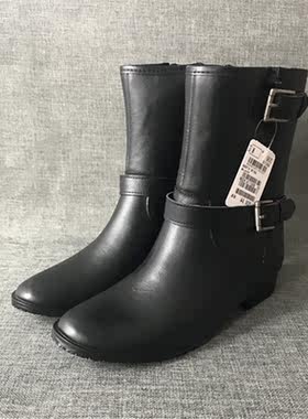 加棉保暖搪塑雨鞋女拉链尖头显瘦雨靴秋冬季显瘦水鞋显档次套鞋