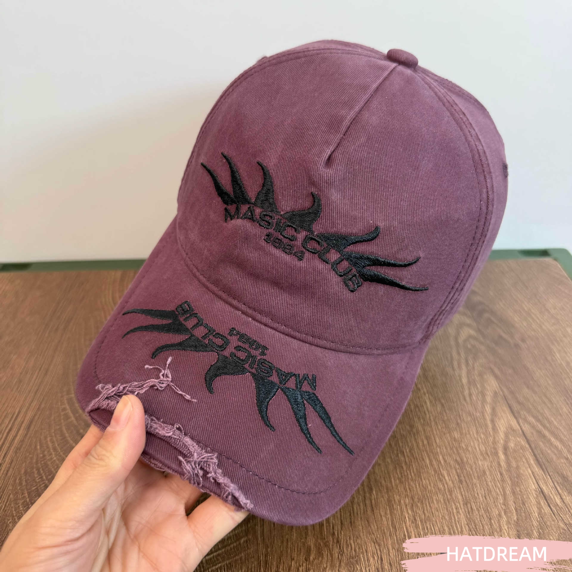 美式街头火焰刺绣重工鸭舌帽男女同款百搭个性做旧毛边棒球帽潮牌