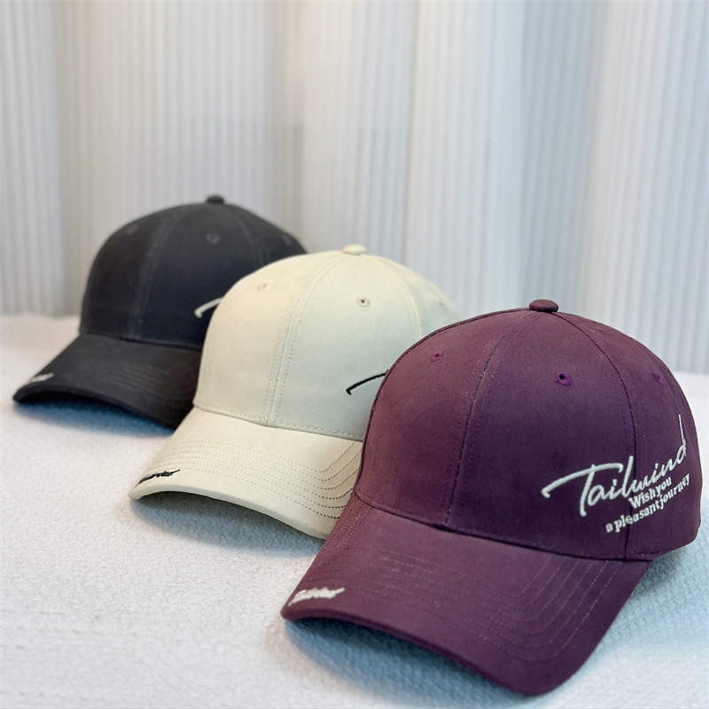 韩版刺绣侧标字母棒球帽子女2025春季大头围百搭硬顶宽檐鸭舌帽潮