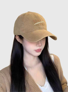 焦糖色刺绣字母棒球帽女显脸小百搭遮阳防晒鸭舌帽爆款大头围