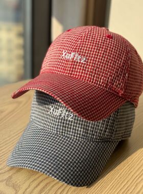 春夏ins小清新休闲字母刺绣格子软顶棒球帽男女百搭显脸小鸭舌帽