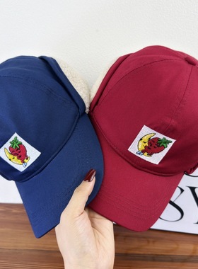 超越同款秋冬季加厚加绒护耳鸭舌帽子女保暖韩系百搭休闲棒球帽男