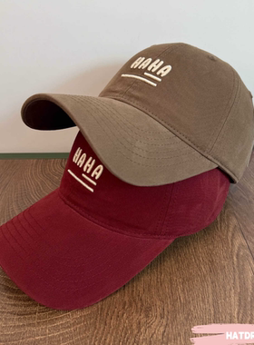 韩版简约百搭HAHA立体字母刺绣棒球帽软顶显脸小鸭舌帽户外逛街帽