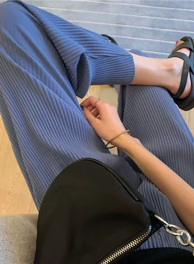 休闲女阔腿裤子宽松修身学生直筒九分裤显腿百搭潮流直春夏七韩版