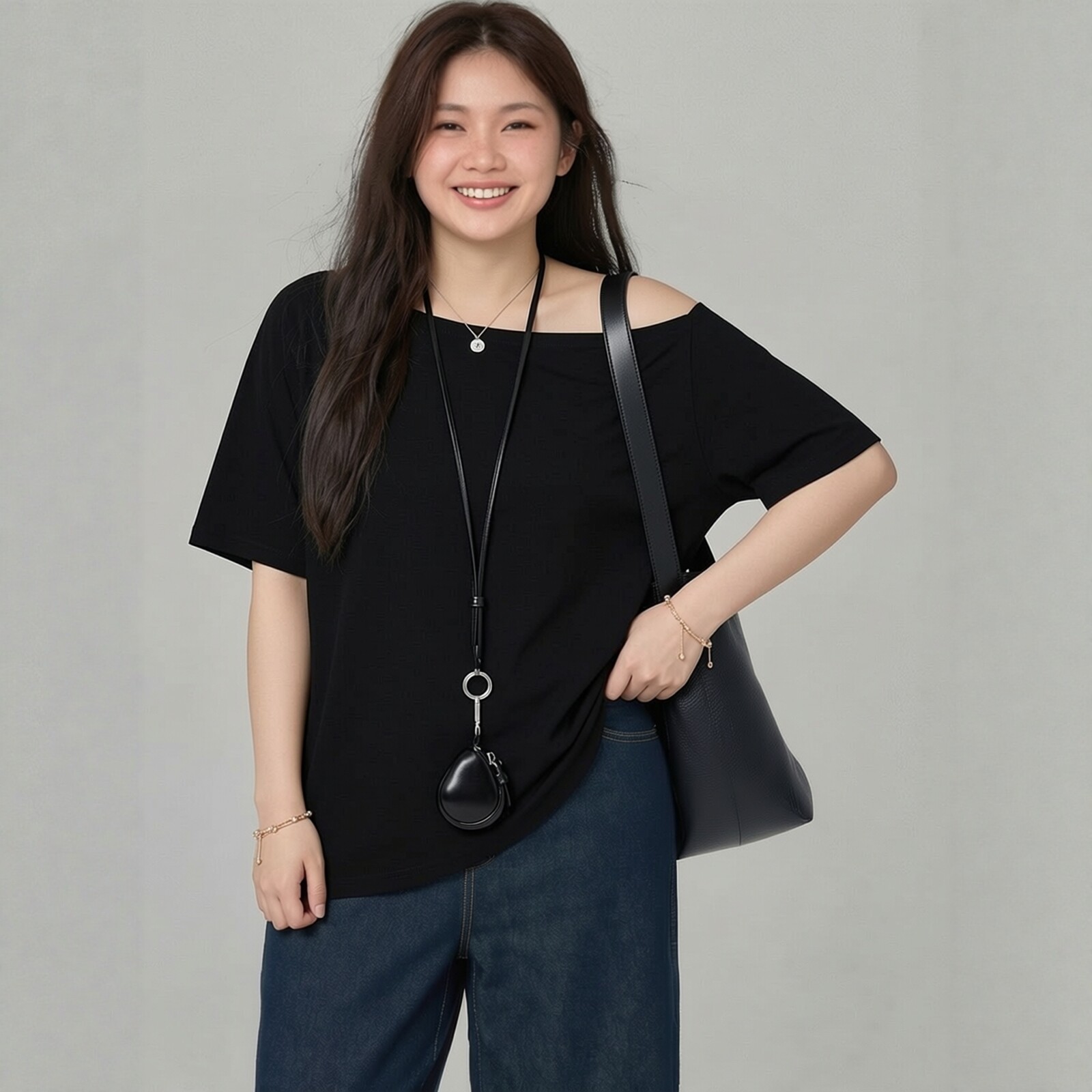 一字肩上衣大码胖mm女夏季宽松200斤胖妹妹T恤遮肚子斜肩短袖3651