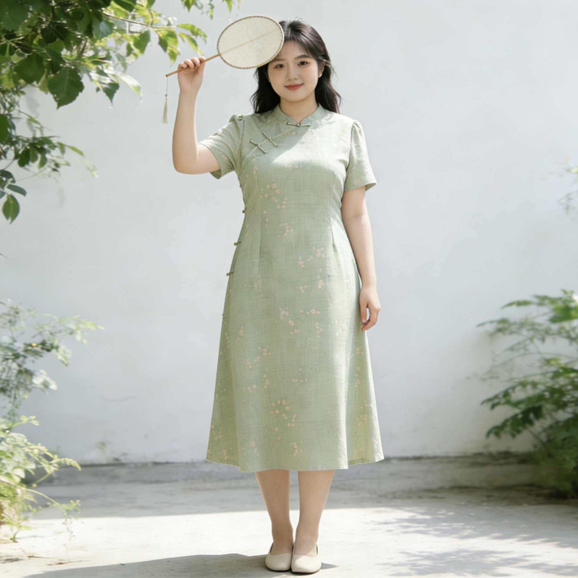 遮肚子显瘦旗袍夏季新款大码女装胖mm民国复古新中式连衣裙子1279