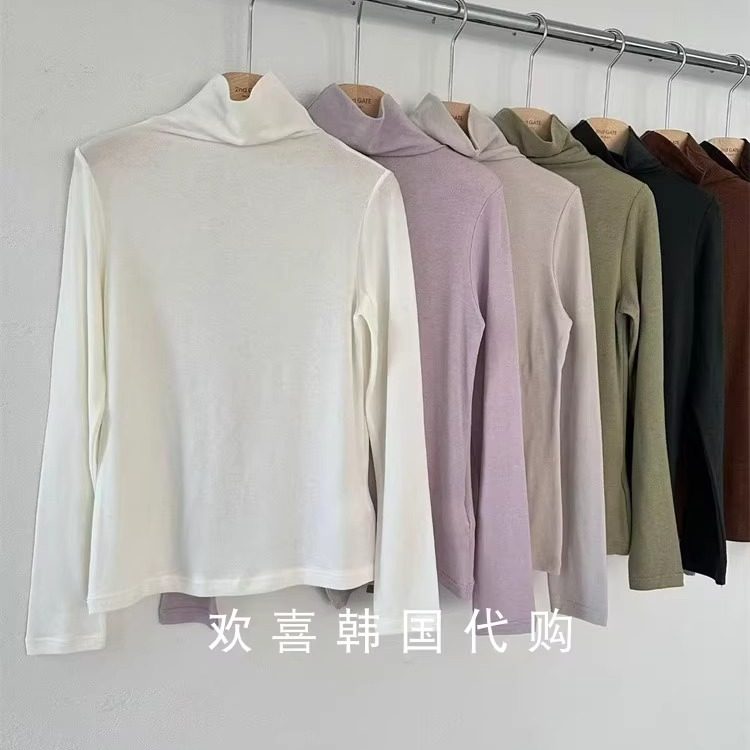 韩国东大门2025秋季新品2nd GATE简约休闲百搭高领纯色修身上衣