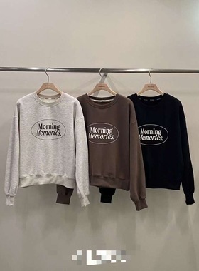 韩国东大门2025冬季新品remaking时尚百搭圆领字母印花加绒卫衣