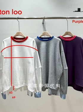 韩国东大门2025秋季新品REVE-P时尚百搭圆领拼色长袖卫衣