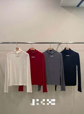 韩国东大门代购2025冬新remaking半高领小标字母打底衫T恤女