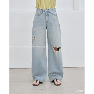 S做旧口袋破口显瘦牛仔裤 PROJECT 26801 新款 韩国东大门2026春季