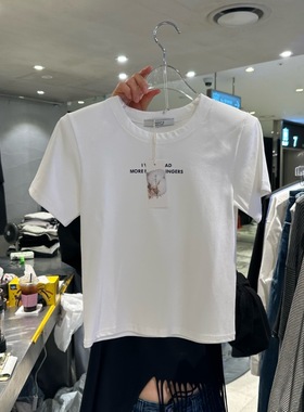 韩国东大门代购2025秋冬新款hertz时尚垫肩圆领短袖T恤