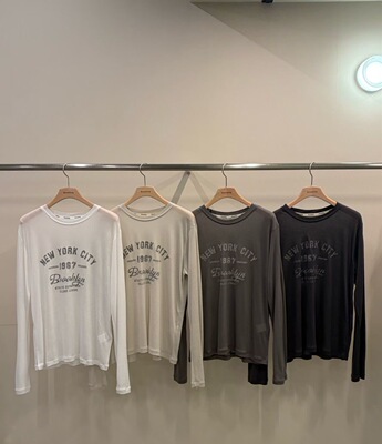 韩国东大门2026春季新remaking长袖圆领字母印花T恤