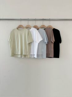 不对称圆领纯色短袖 GATE T恤 2026春新2nd 韩国东大门女装