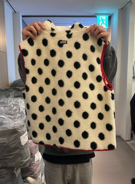 韩国东大门2025冬新款eee 时尚波点毛绒马甲背心+半身裙套装