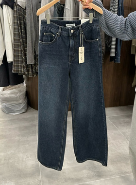 韩国东大门代购2025冬新品remaking 版型加绒直筒牛仔裤