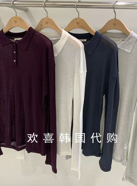 韩国东大门2025秋季新品SELECT MARKET休闲Polo翻领纯色百搭上衣