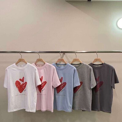 韩国东大门2026春新款remaking 圆领小爱心短袖T恤