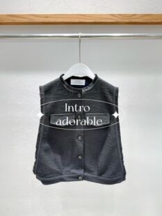 韩国东大门2026春季新品INTRO时尚百搭圆领粗呢背心马甲女