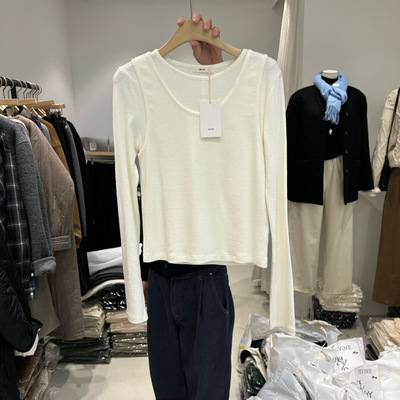 韩国东大门2025冬季新款IRVINE时尚百搭圆领打底衫T恤