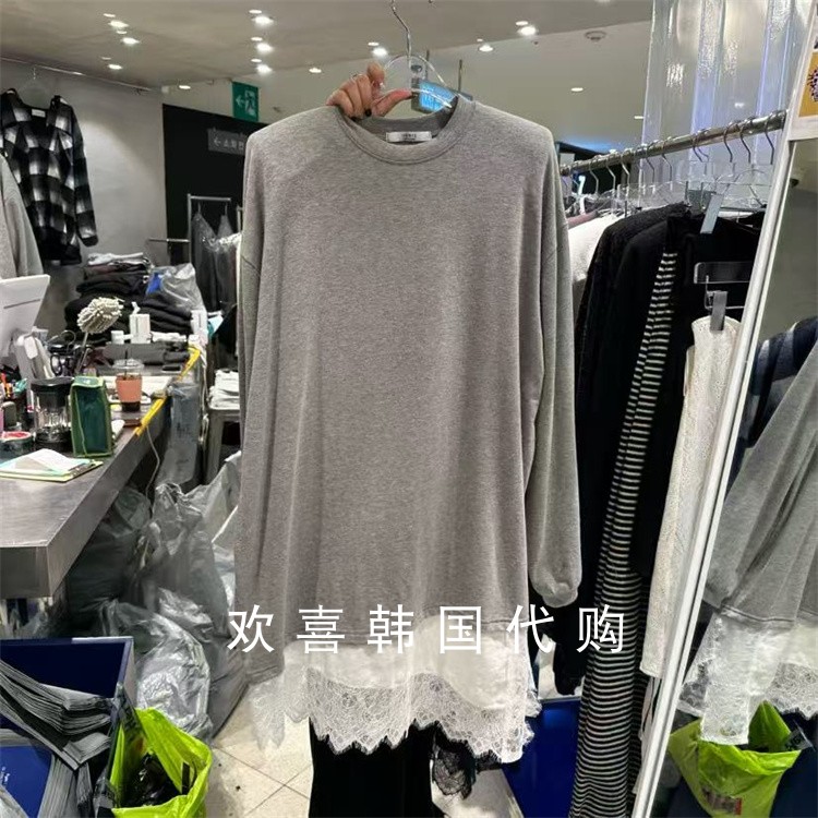韩国东大门2025冬季新品hertz日常百搭休闲风圆领宽松长袖上衣