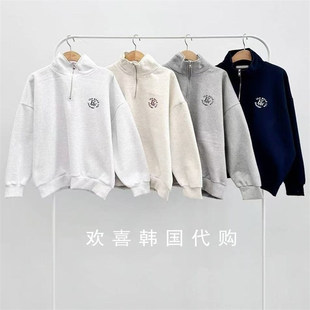 韩国东大门2025冬季新品sienne潮流个性半拉链宽松休闲加绒卫衣