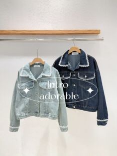 韩国东大门2026春季新品INTRO时尚百搭翻领牛仔短外套女