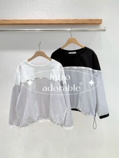 韩国东大门2026春季新品INTRO时尚百搭圆领长袖拼接T恤女