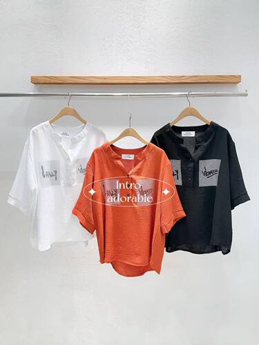 韩国东大门2026夏季新款INTRO时尚百搭V领短袖⼃