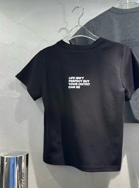 韩国东大门代购hertz2025新款 垫肩字母短袖T恤修身短款