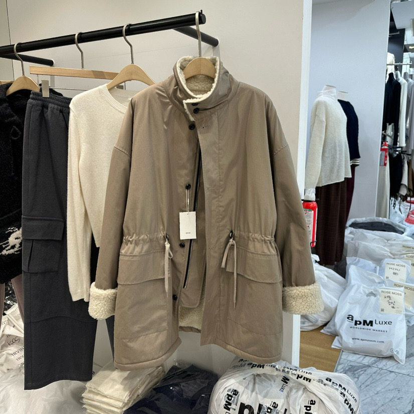 韩国东大门2025冬季新款IRVINE时尚百搭宽松休闲中长款棉服外套