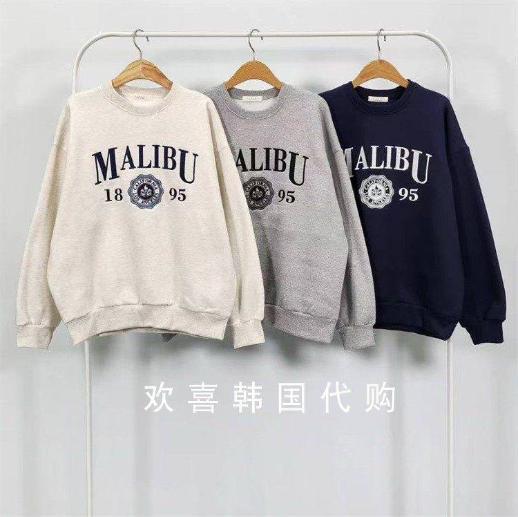 韩国东大门2025冬季新品sienne简约休闲慵懒百搭英文字母加绒卫衣