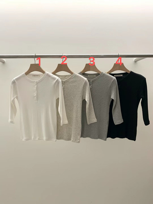 LEGACY BONE韩国东大门代购 2025秋季新品圆领半扣修身上衣气质款