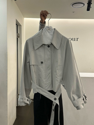 韩国东大门2026春季新品your时尚个性翻领系扣短款风衣外套