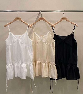 韩国东大门代购OUNCE 2025冬季温柔气质毛毛叠穿吊带背心