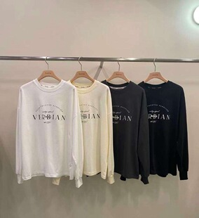 韩国东大门2025冬新款remaking时尚百搭字母印花长袖T恤打底衫