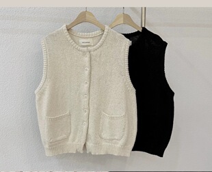 韩国东大门代购2026春款collected 圆领毛线，马甲背心