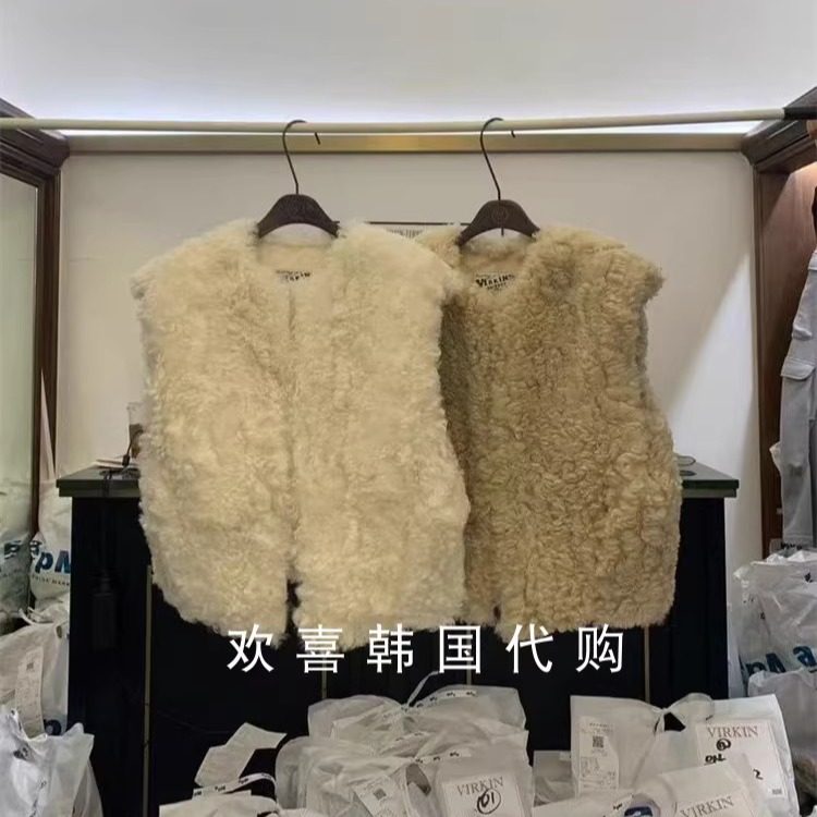 韩国东大门2025冬季新款VIRKIN设计感洋气时尚百搭休闲毛绒马夹