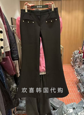 韩国东大门2026春季新款eee 洋气时尚显瘦自然腰纯色修身微喇裤
