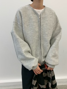 现韩国东大门2025冬季新品cobalt blue时尚百搭立领拉链卫衣外套